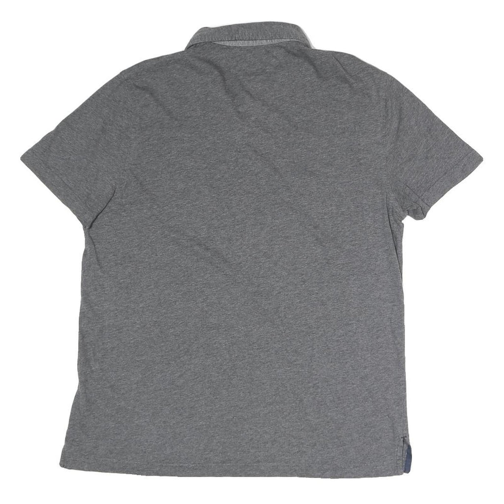 TOMMY HILFIGER Mens Grey Button Down Collar Short Sleeve Plain M Cotton Blend