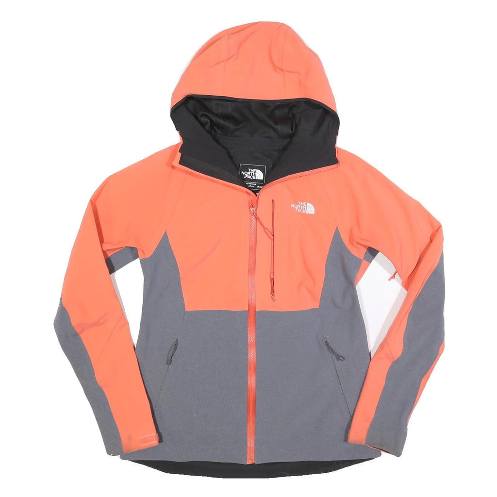 THE NORTH FACE Womens Orange & Grey Hooded Zip Jacket M Synthetic Softshell