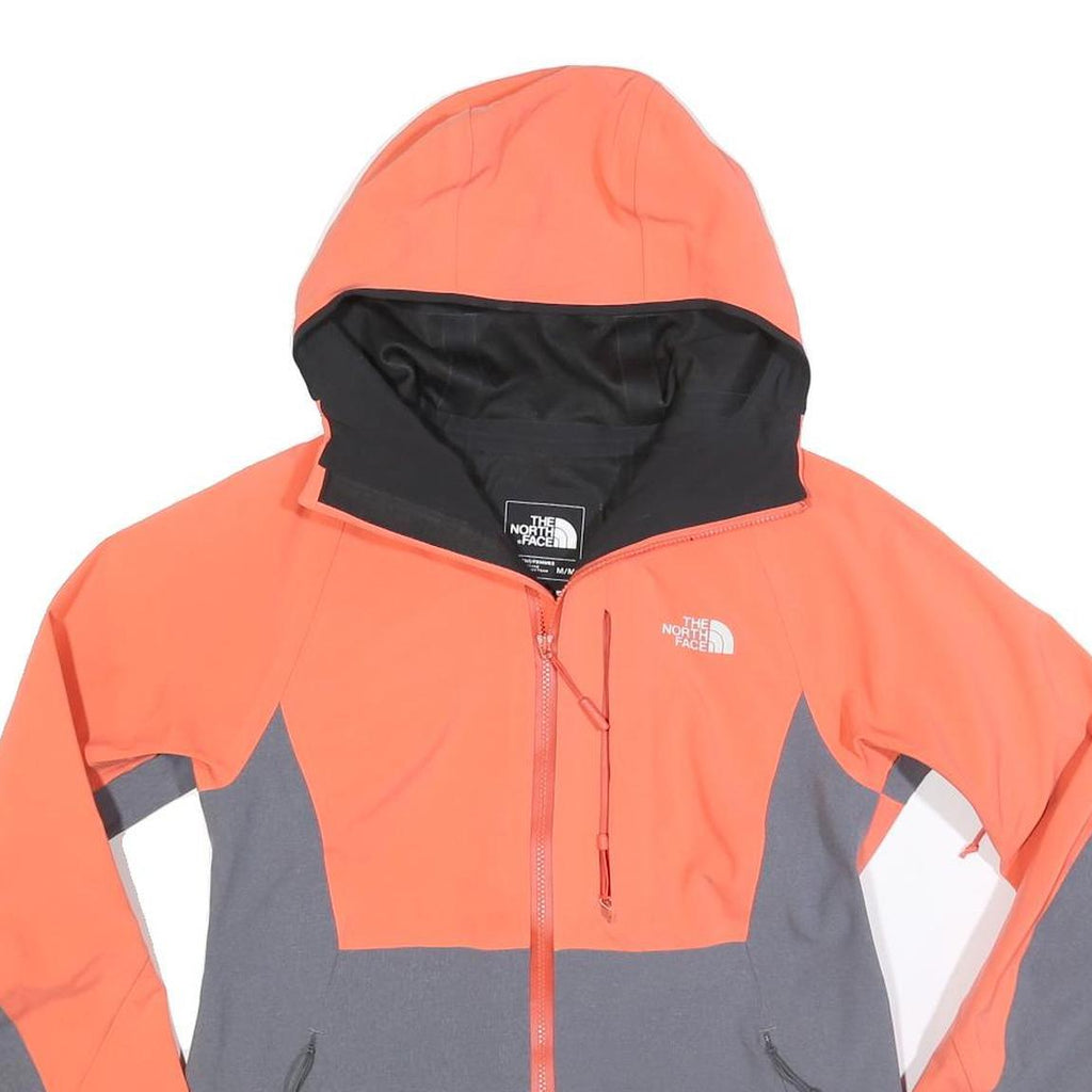 THE NORTH FACE Womens Orange & Grey Hooded Zip Jacket M Synthetic Softshell