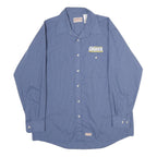 RED KAP Mens Blue & Navy Checked Workwear Shirt L Cotton Blend Long Sleeve