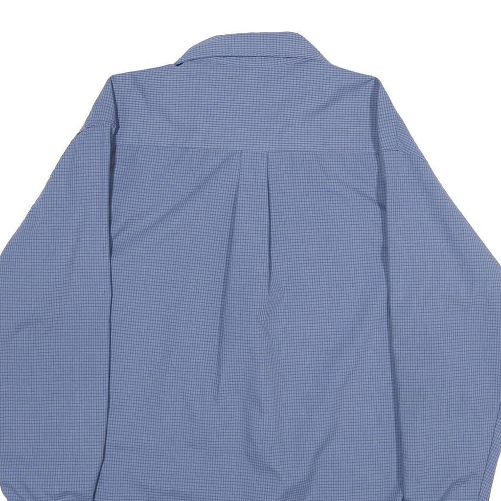 RED KAP Mens Blue & Navy Checked Workwear Shirt L Cotton Blend Long Sleeve