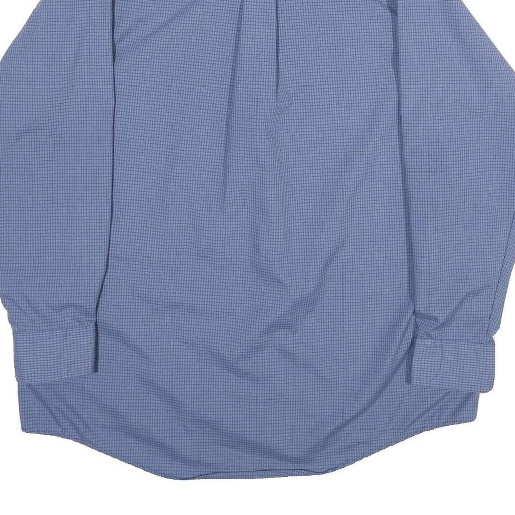 RED KAP Mens Blue & Navy Checked Workwear Shirt L Cotton Blend Long Sleeve