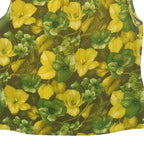 Womens Green & Yellow Floral Sleeveless High Neck Top M Lightweight Blouse