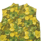 Womens Green & Yellow Floral Sleeveless High Neck Top M Lightweight Blouse