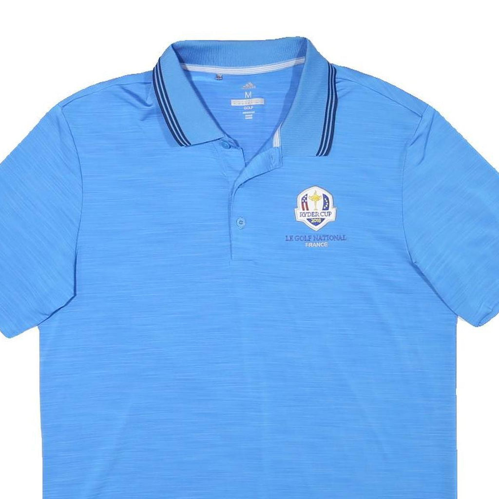 ADIDAS Mens Blue Ryder Cup Logo Short Sleeve Polo Shirt M Golf Performance