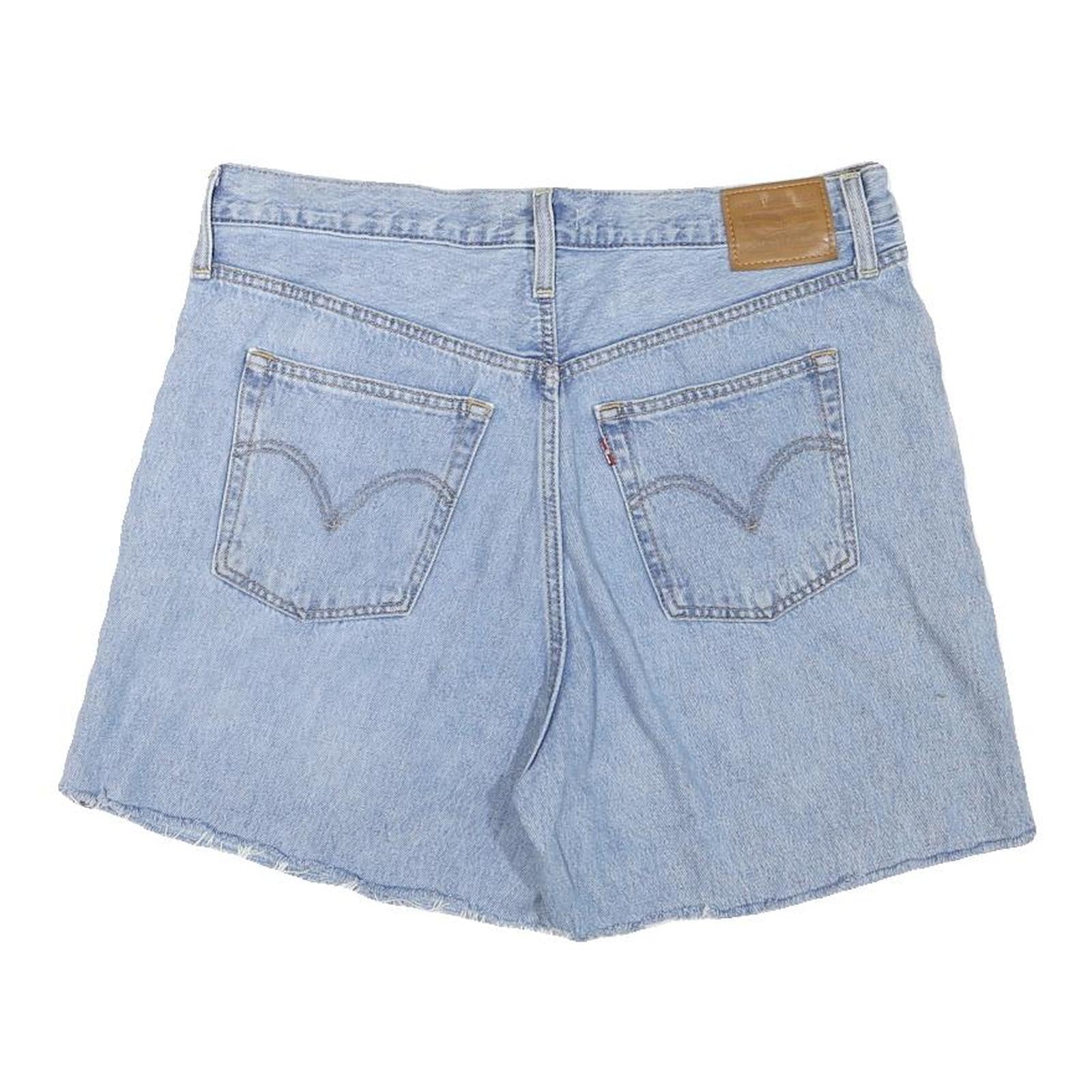 LEVI'S Mens Shorts Blue Denim Casual M W36 Cotton Blend Light Wash Raw Hem