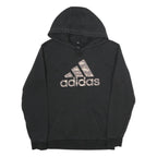 ADIDAS Mens Black Hoodie M Cotton Pullover Logo Print Sports Casual