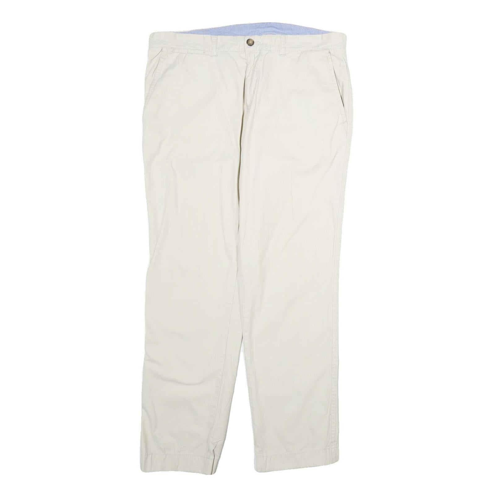 TOMMY HILFIGER Mens Cotton Beige Regular Fit Straight Leg Trousers W38 L32 Chino