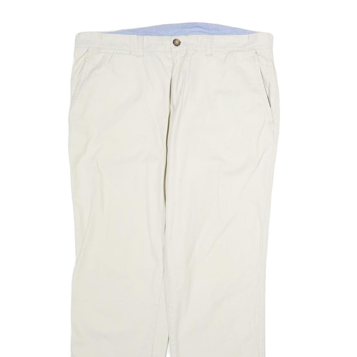 TOMMY HILFIGER Mens Cotton Beige Regular Fit Straight Leg Trousers W38 L32 Chino