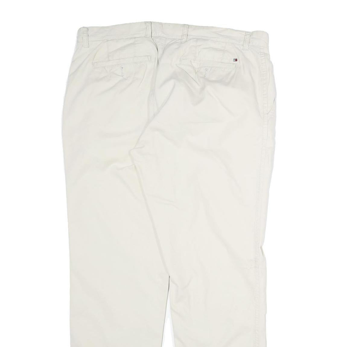 TOMMY HILFIGER Mens Cotton Beige Regular Fit Straight Leg Trousers W38 L32 Chino