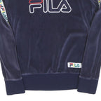 FILA Womens Blue Crew Neck XS Velvet Logo Sweatshirt Tape Sleeve