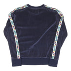 FILA Womens Blue Crew Neck XS Velvet Logo Sweatshirt Tape Sleeve