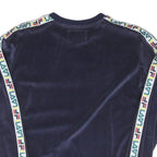 FILA Womens Blue Crew Neck XS Velvet Logo Sweatshirt Tape Sleeve