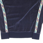 FILA Womens Blue Crew Neck XS Velvet Logo Sweatshirt Tape Sleeve