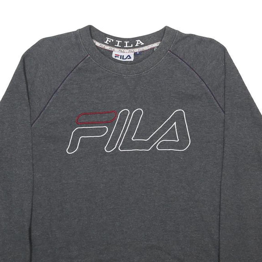 FILA Womens Grey Cotton Blend Crew Neck Sweatshirt M Embroidered Logo