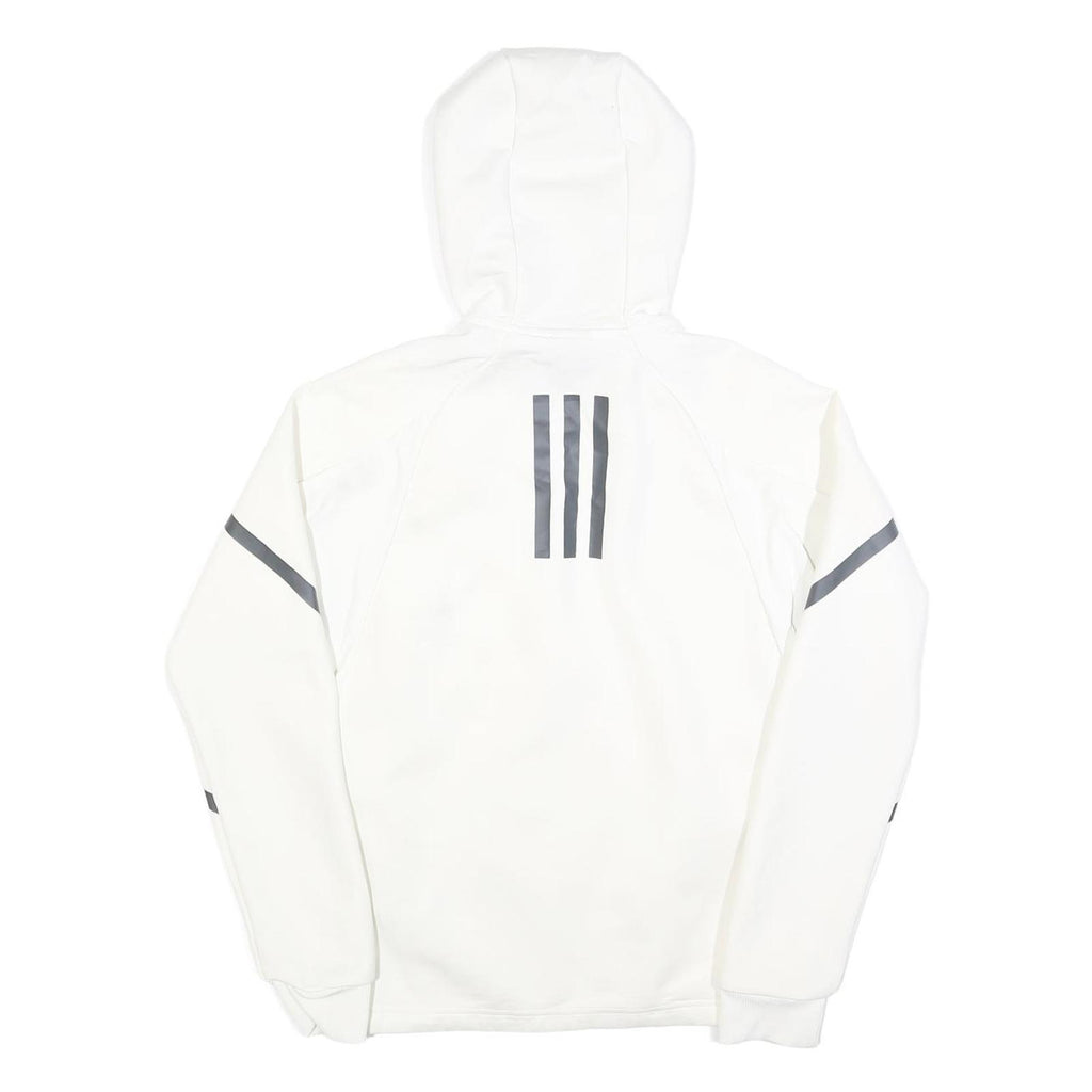 ADIDAS Mens White Zip Hoodie Jacket XS Polyester Blend Plain Sports Sweat Top
