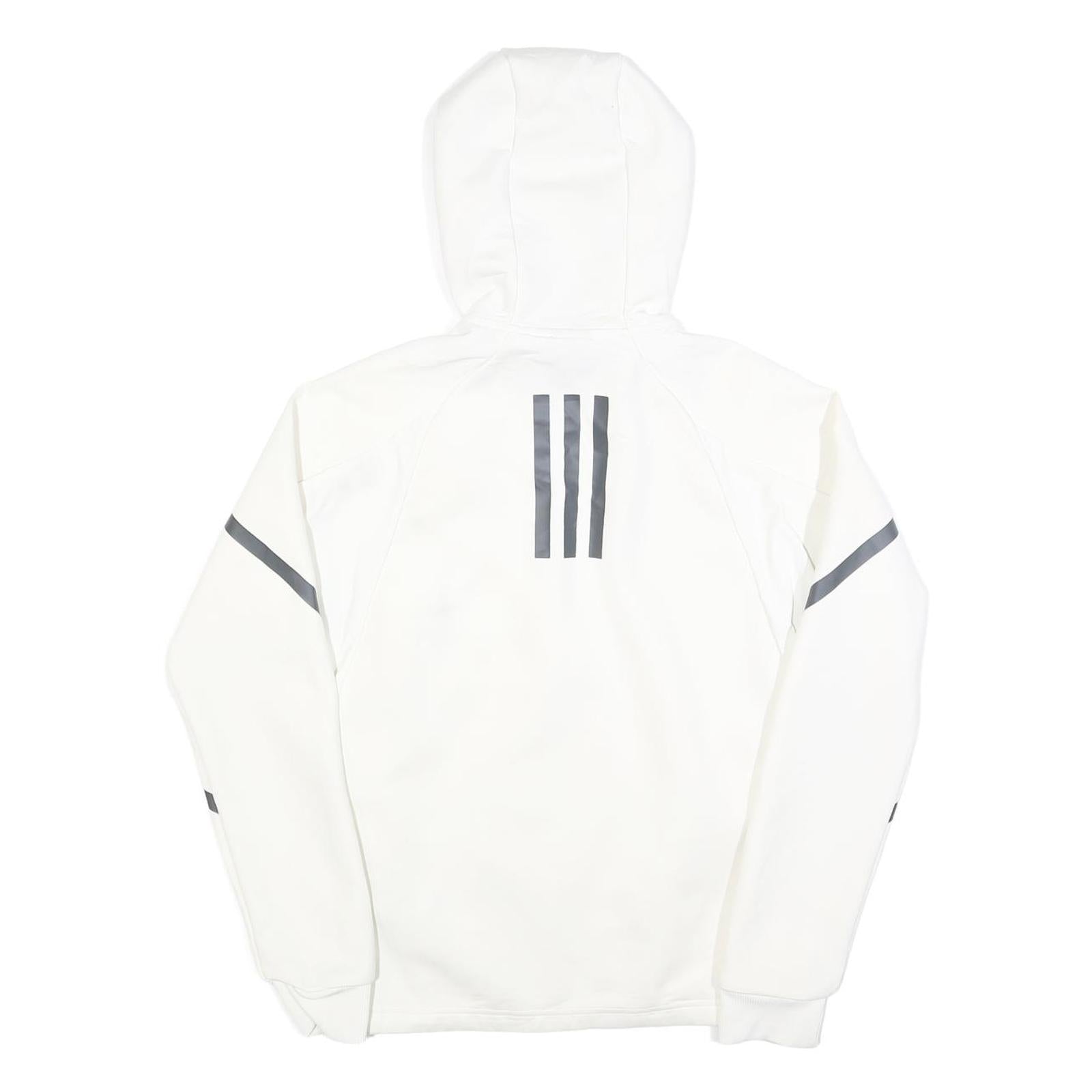 ADIDAS Mens White Zip Hoodie Jacket XS Polyester Blend Plain Sports Sweat Top