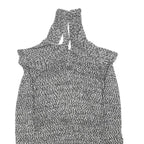 KAREN MILLEN Womens Black & White Patterned Jumper Cold Shoulder V-Neck Rib Knit