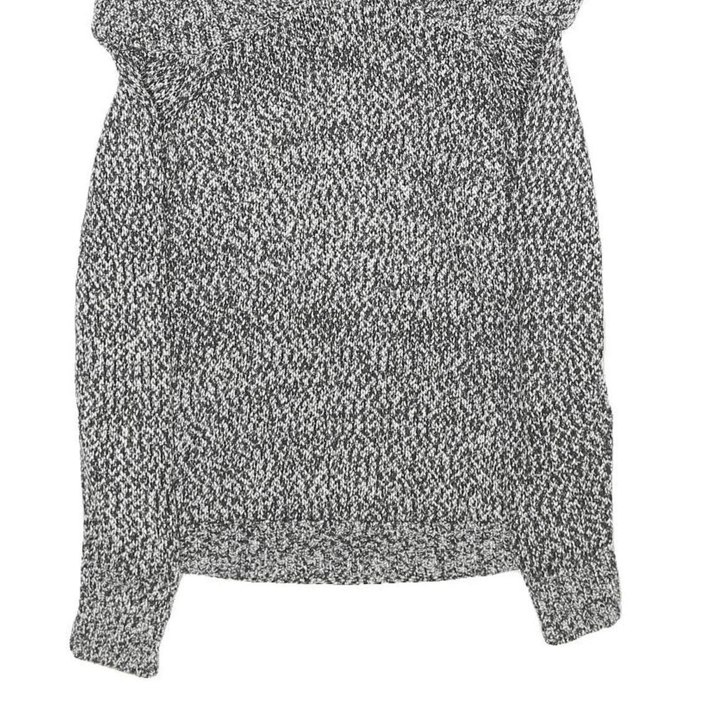 KAREN MILLEN Womens Black & White Patterned Jumper Cold Shoulder V-Neck Rib Knit