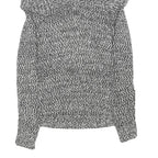 KAREN MILLEN Womens Black & White Patterned Jumper Cold Shoulder V-Neck Rib Knit