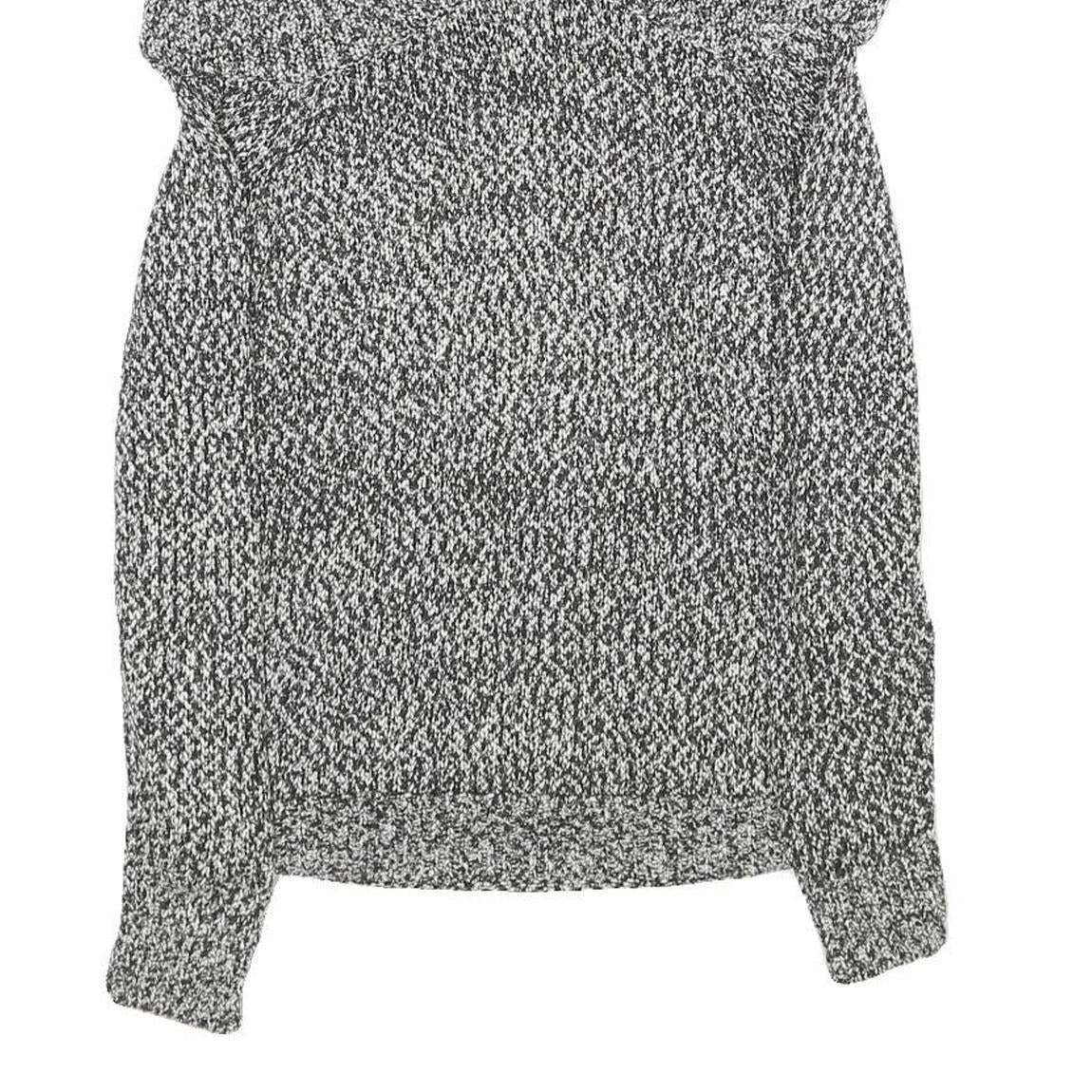 KAREN MILLEN Womens Black & White Patterned Jumper Cold Shoulder V-Neck Rib Knit