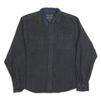 GRIZZLY MOUNTAIN Mens Black Plain Shirt L Cotton Blend Button Pocket Casual