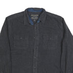 GRIZZLY MOUNTAIN Mens Black Plain Shirt L Cotton Blend Button Pocket Casual
