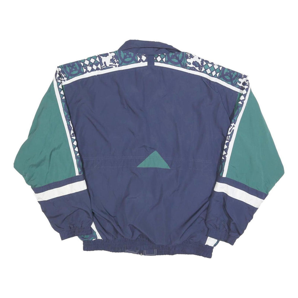 RUCANOR Mens Navy Blue & Green Retro Track Jacket XL Polyester Blend Zip
