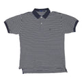 NAUTICA Mens Navy & Grey Striped Short Sleeve Polo Shirt M Cotton Blend Casual