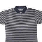 NAUTICA Mens Navy & Grey Striped Short Sleeve Polo Shirt M Cotton Blend Casual