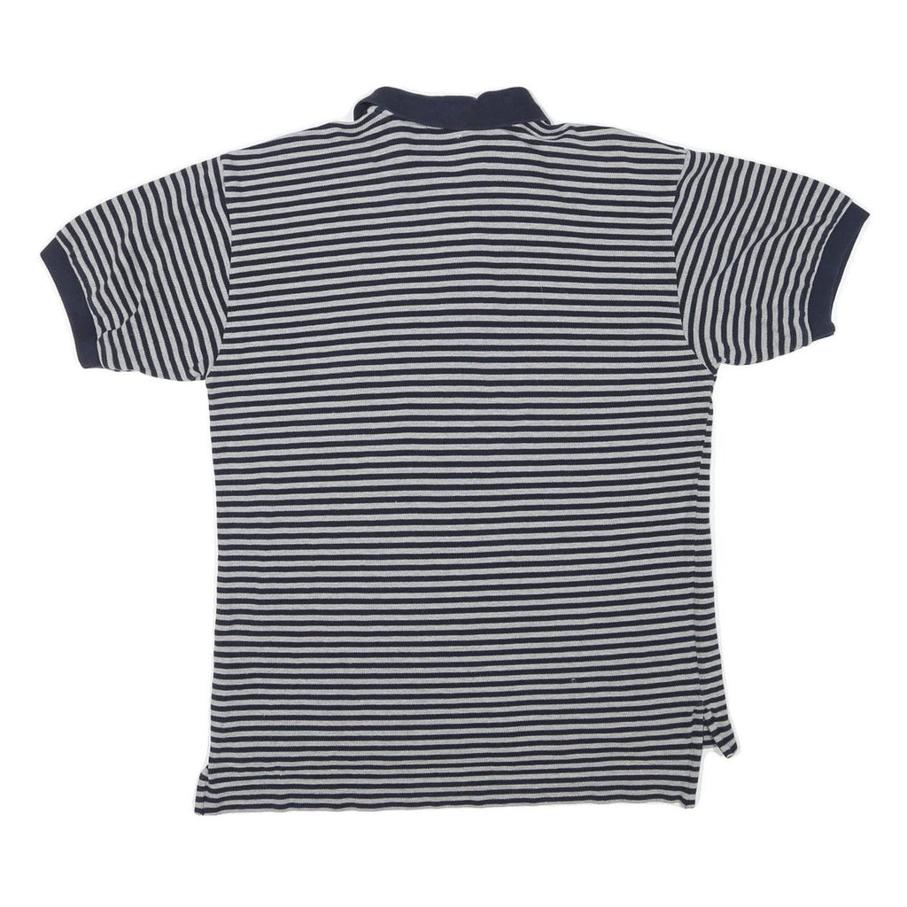 NAUTICA Mens Navy & Grey Striped Short Sleeve Polo Shirt M Cotton Blend Casual