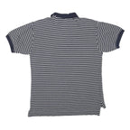 NAUTICA Mens Navy & Grey Striped Short Sleeve Polo Shirt M Cotton Blend Casual