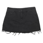 LEE Womens Black Cotton Denim Mini Skirt Raw Hem Casual Pocketed M