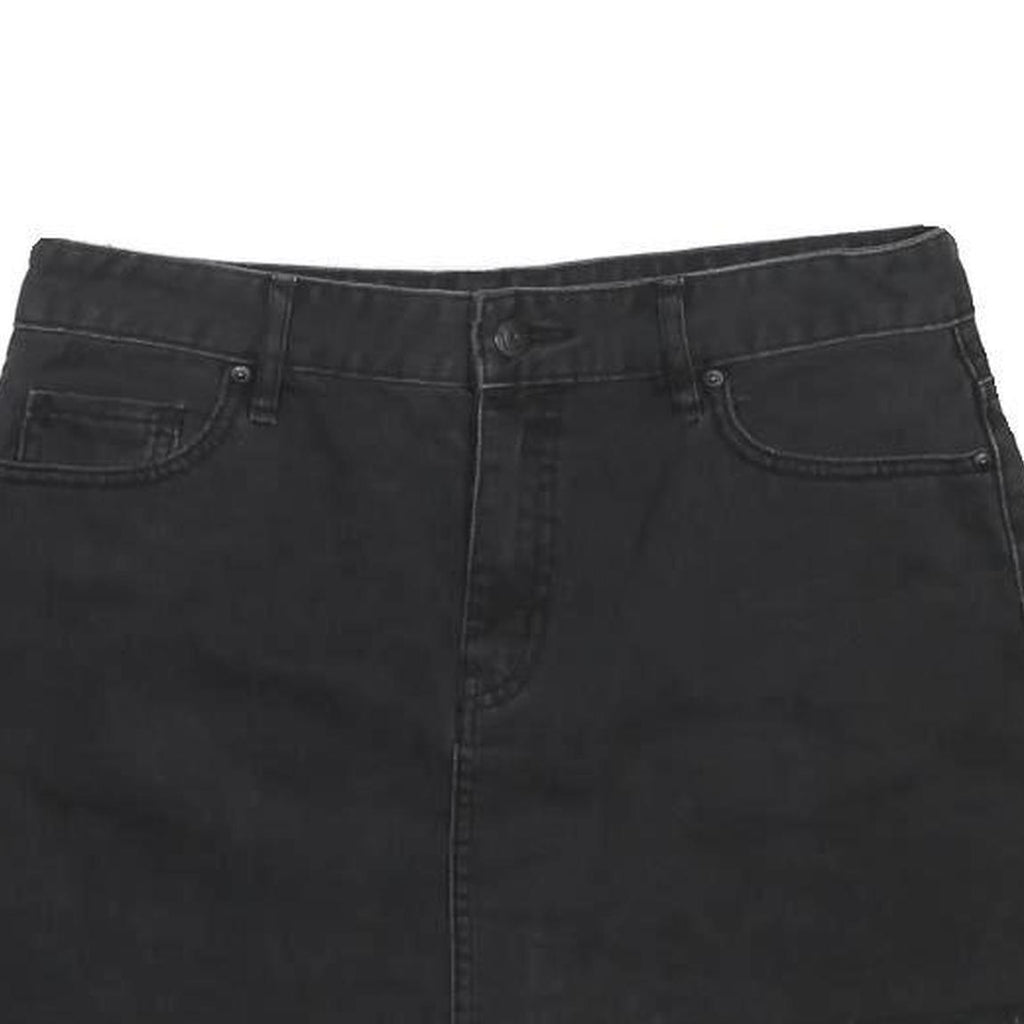 LEE Womens Black Cotton Denim Mini Skirt Raw Hem Casual Pocketed M