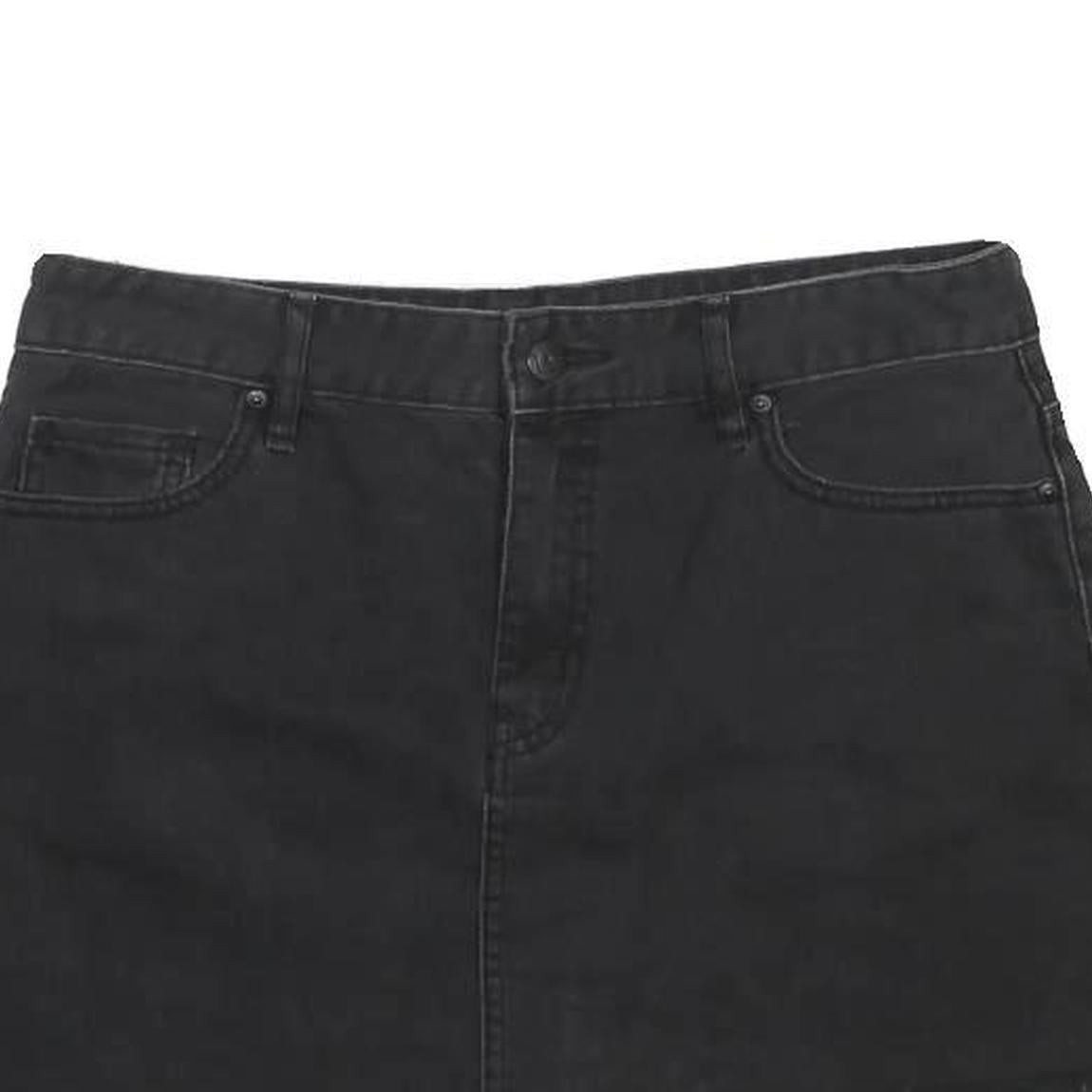 LEE Womens Black Cotton Denim Mini Skirt Raw Hem Casual Pocketed M