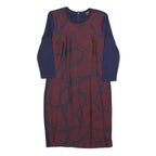 LAUREN RALPH LAUREN Womens Blue & Maroon Day Polyester Blend Dress XS Stylish