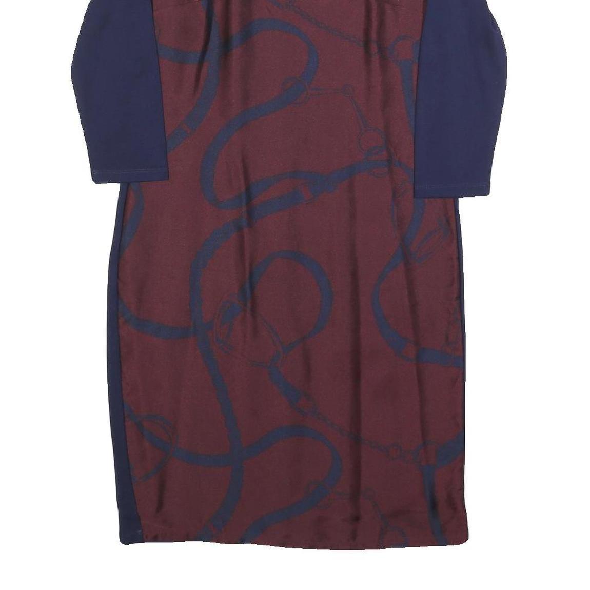 LAUREN RALPH LAUREN Womens Blue & Maroon Day Polyester Blend Dress XS Stylish