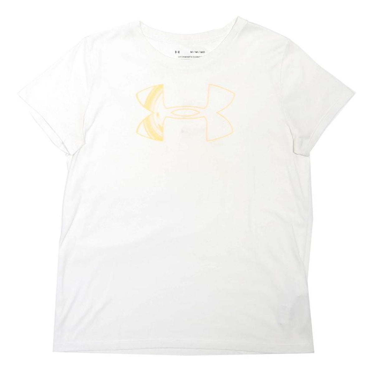 UNDER ARMOUR Mens White & Yellow Graphic T-Shirt M Short Sleeve Crew Neck