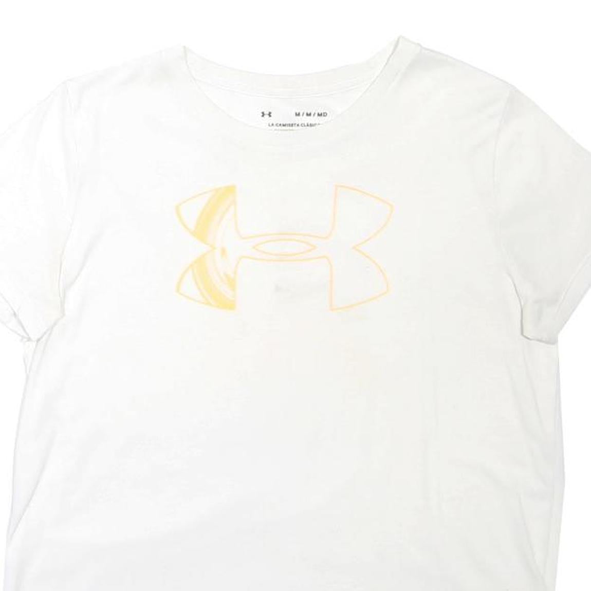 UNDER ARMOUR Mens White & Yellow Graphic T-Shirt M Short Sleeve Crew Neck