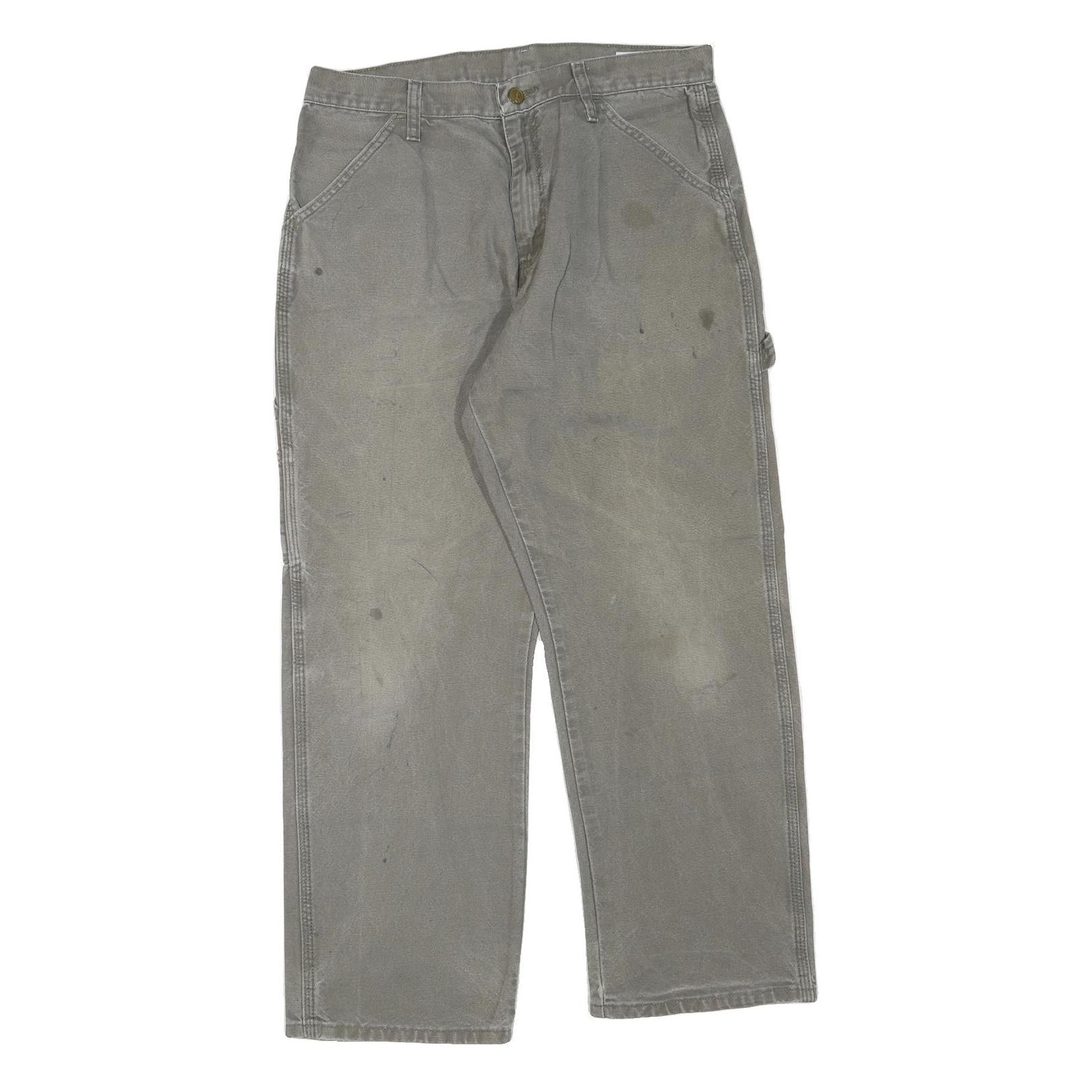 DICKIES Mens Cotton Blend Grey Regular Straight Trousers W32 L28 Workwear