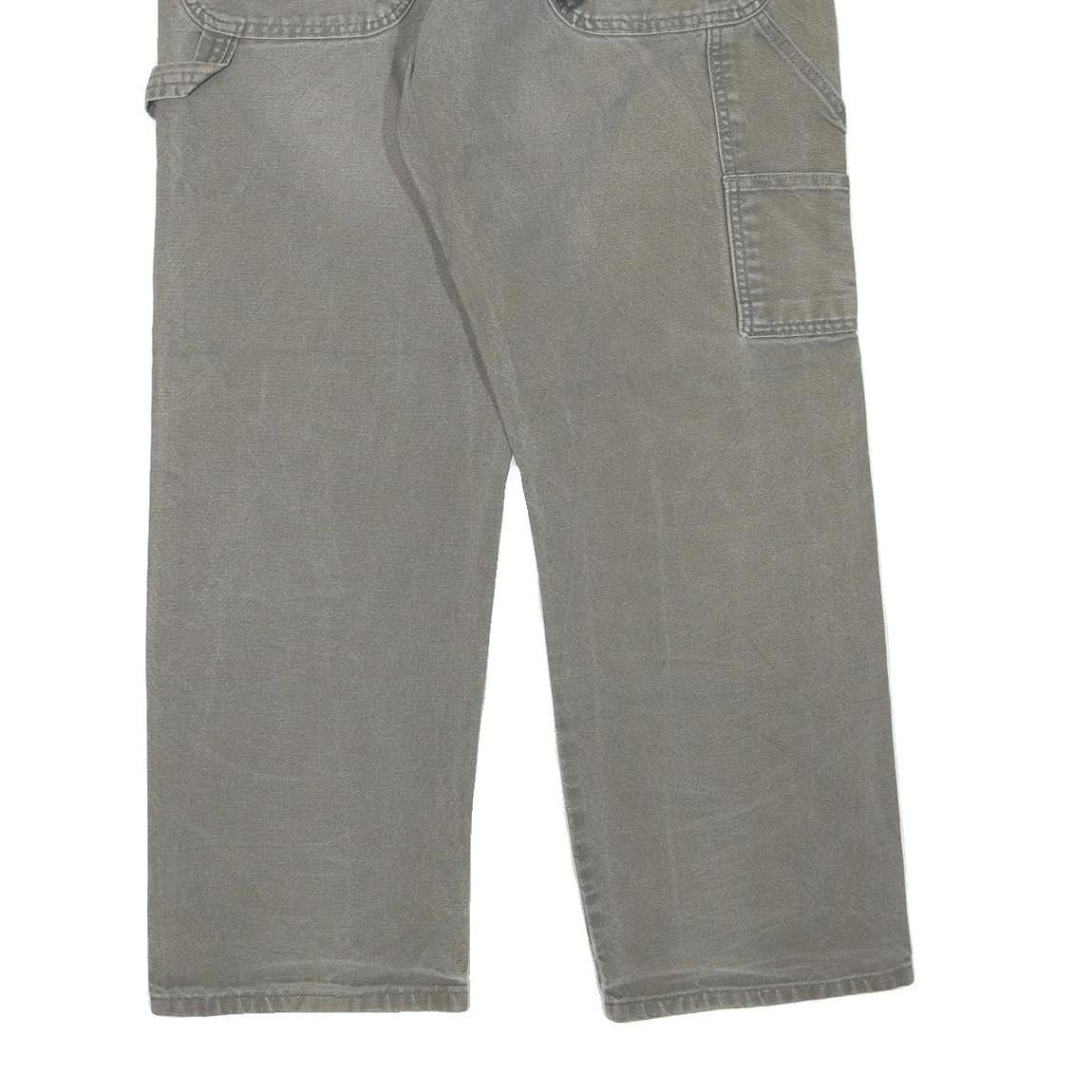 DICKIES Mens Cotton Blend Grey Regular Straight Trousers W32 L28 Workwear