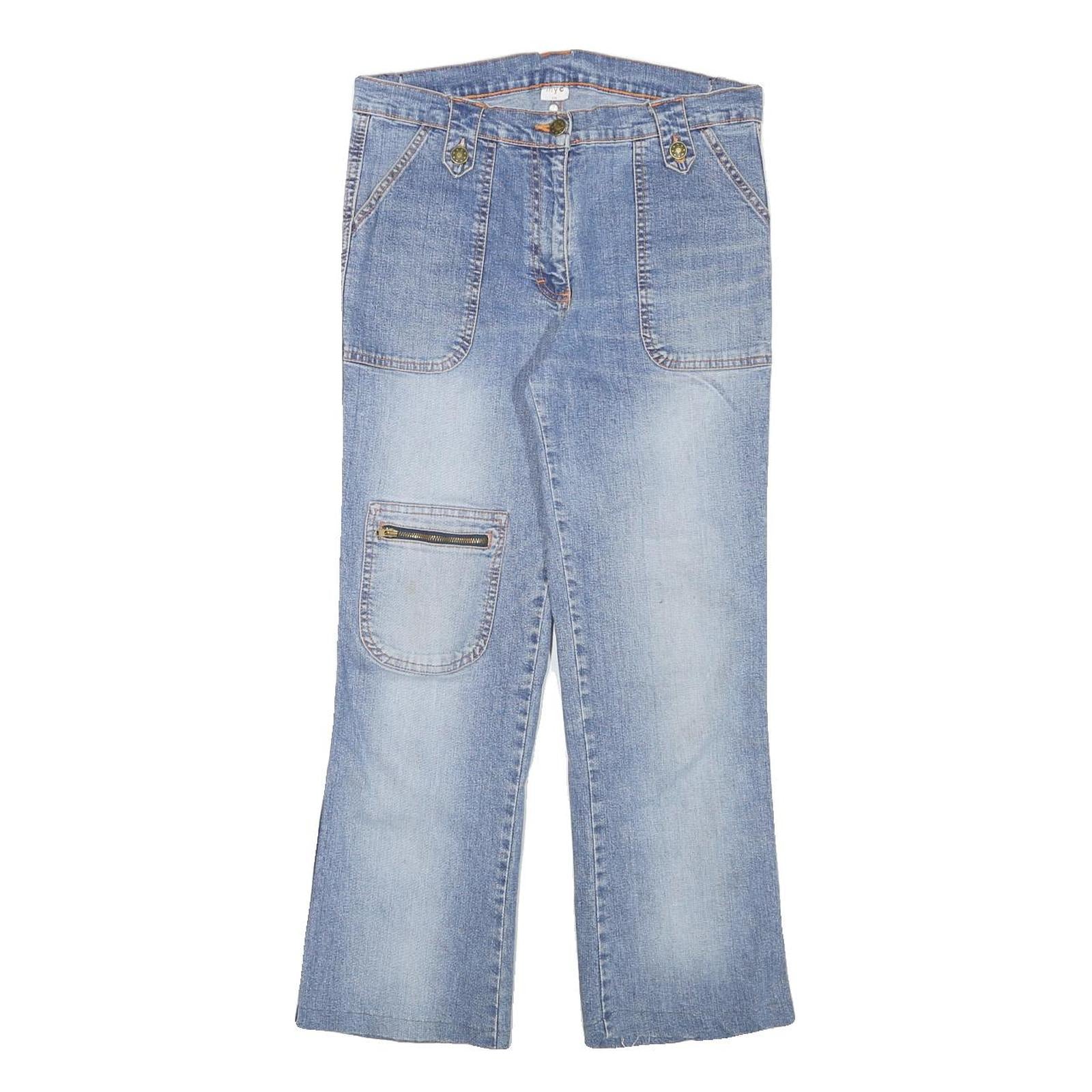 MYC Womens Jeans Blue Regular Straight Denim Medium W30 L25 Zipper Pockets