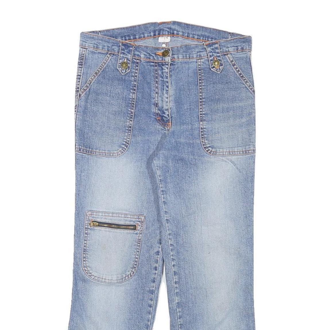 MYC Womens Jeans Blue Regular Straight Denim Medium W30 L25 Zipper Pockets