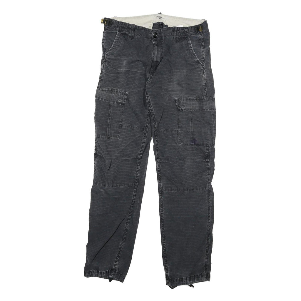CARHARTT Mens Cotton Blend Regular Black Cargo Trousers W30 L32 Utility Workwear