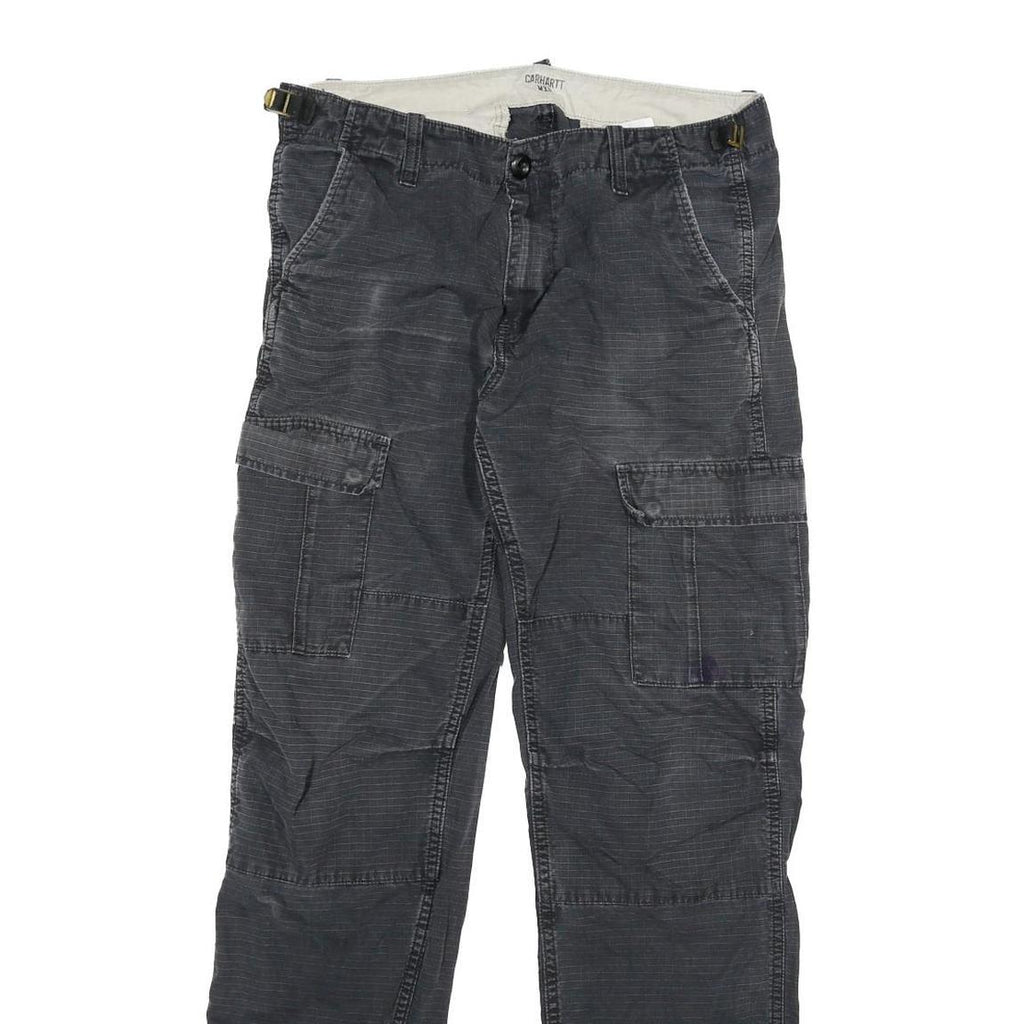 CARHARTT Mens Cotton Blend Regular Black Cargo Trousers W30 L32 Utility Workwear
