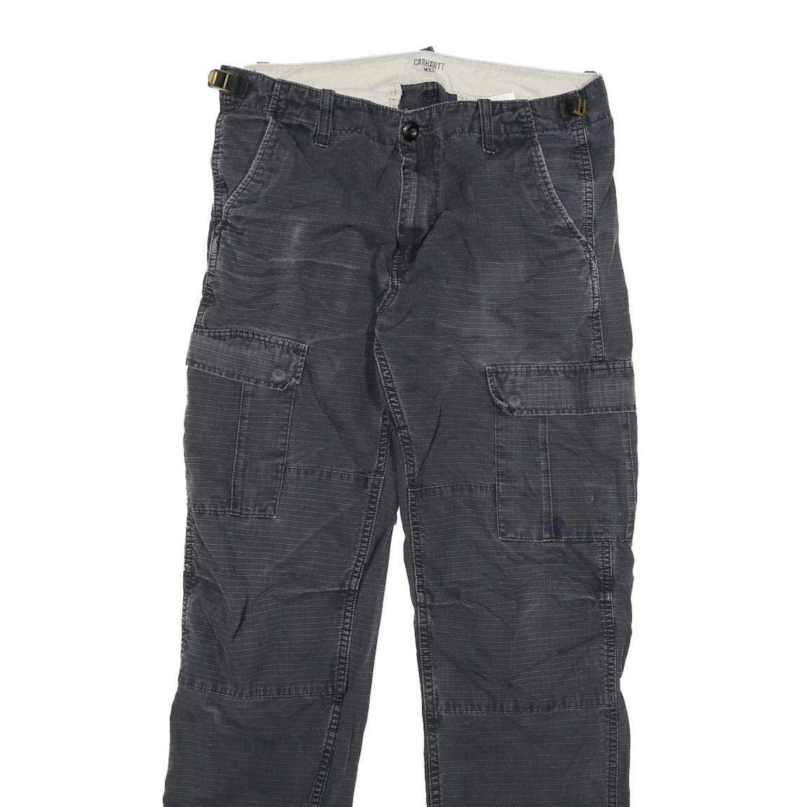 CARHARTT Mens Cotton Blend Regular Black Cargo Trousers W30 L32 Utility Workwear