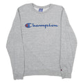 CHAMPION Mens Grey Crew Neck S Cotton Blend Sweatshirt Pullover Logo