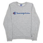 CHAMPION Mens Grey Crew Neck S Cotton Blend Sweatshirt Pullover Logo