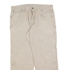 CARHARTT Mens Beige Loose Jeans Cotton Blend Zip W38 L30 Workwear Casual