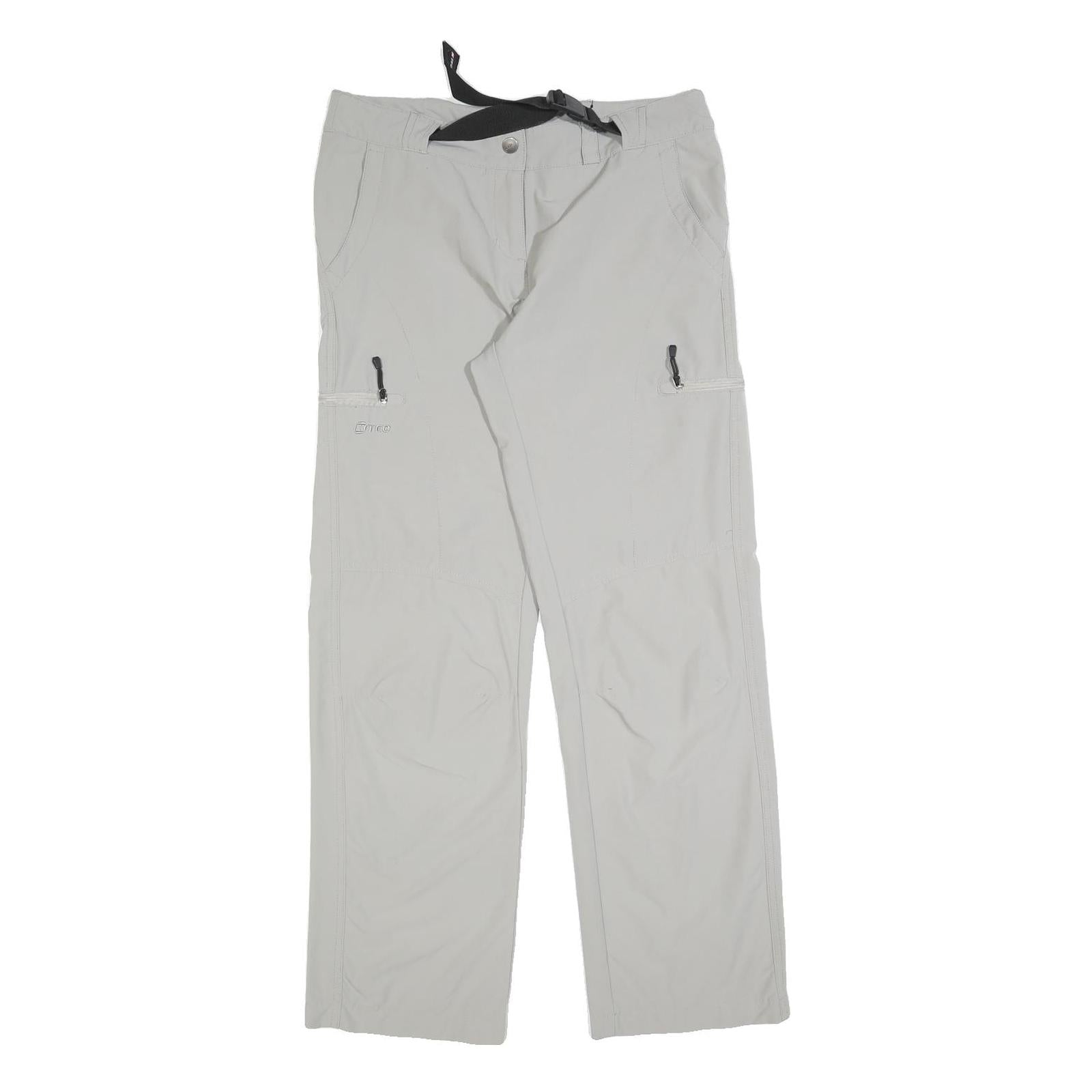 K TEC Mens Light Grey Regular Fit Straight Leg Trousers W32 L30 Outdoor Casual
